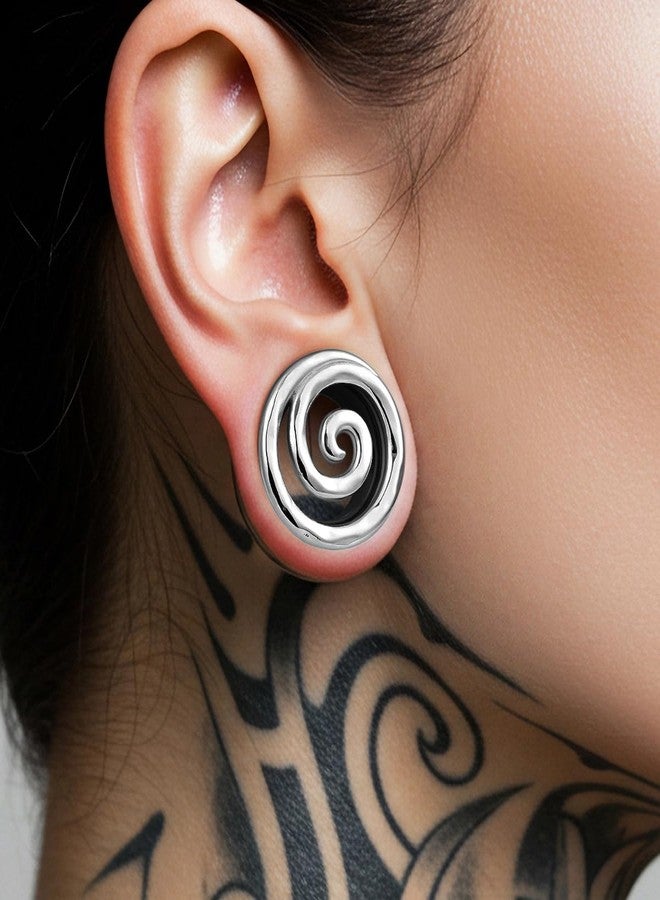 COOEAR Screw Back Ear Tunnel and Plug, Flesh Gauges for Earrings, Snail Pattern Design Piercing Expander Stretchers 1/2"(12mm). - Image 2
